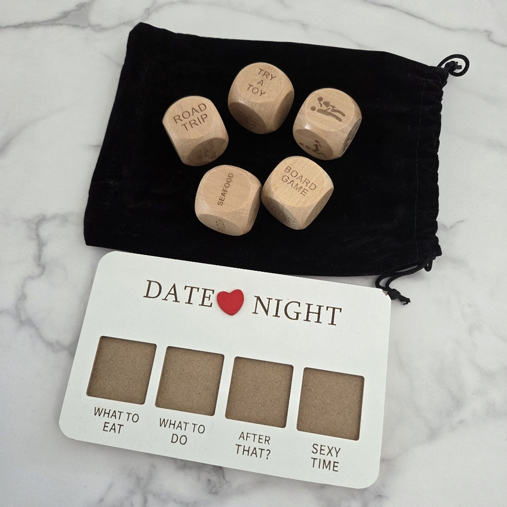 Couples Date Night Wooden Dice Game Romantic Gift Set - Picture 1 of 5